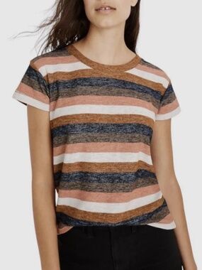 EUC Madewell Multicolor Striped Short Sleeve Textured Tee | Short Sleeve Casual